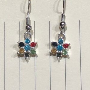 Swarovski crystal colored gem flower earrings NEW